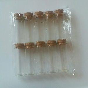 Set of 10 Glass Cork Bottles Spice Jars Vials